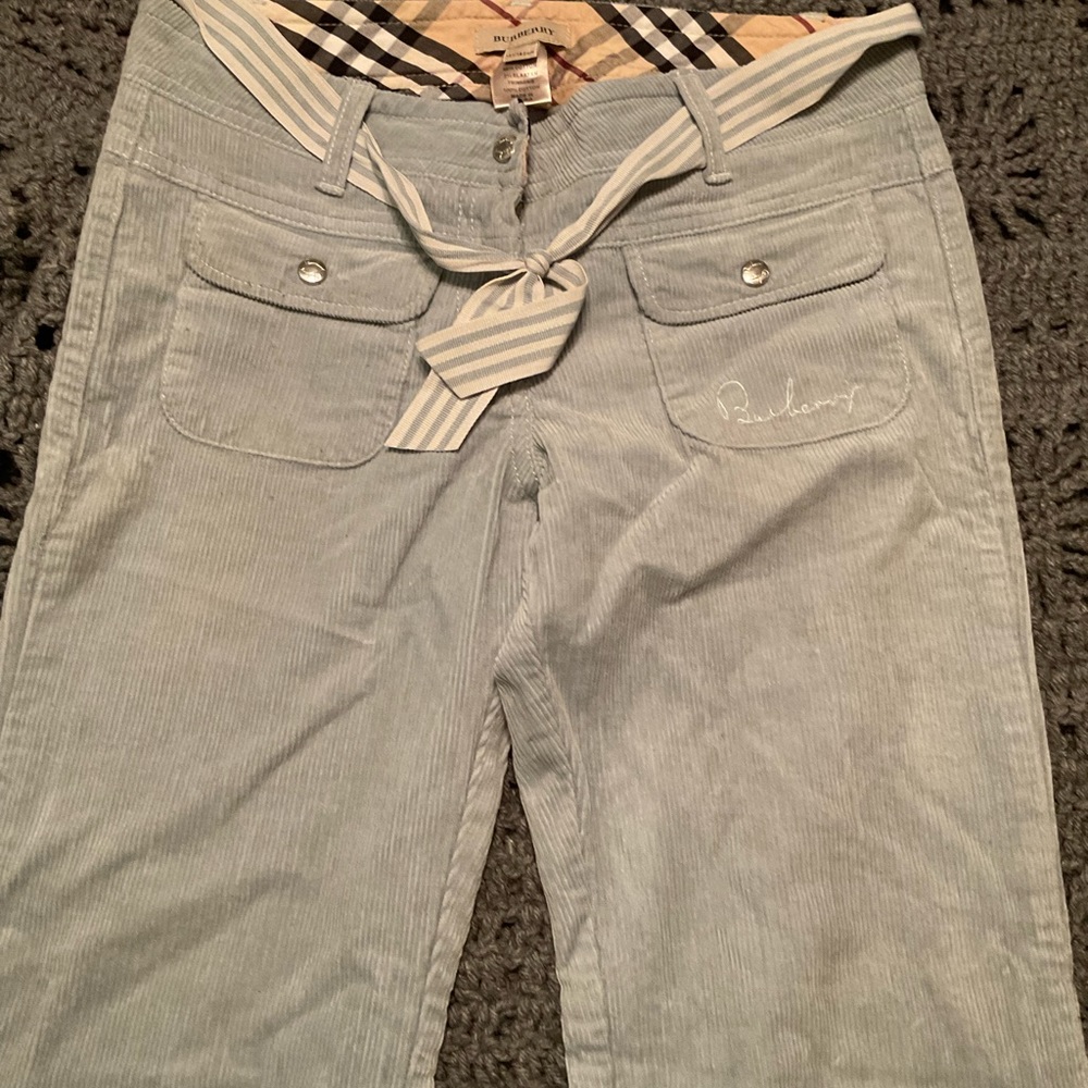 Burberry GIRLS corduroy Flare Pants Lt Blue size 12